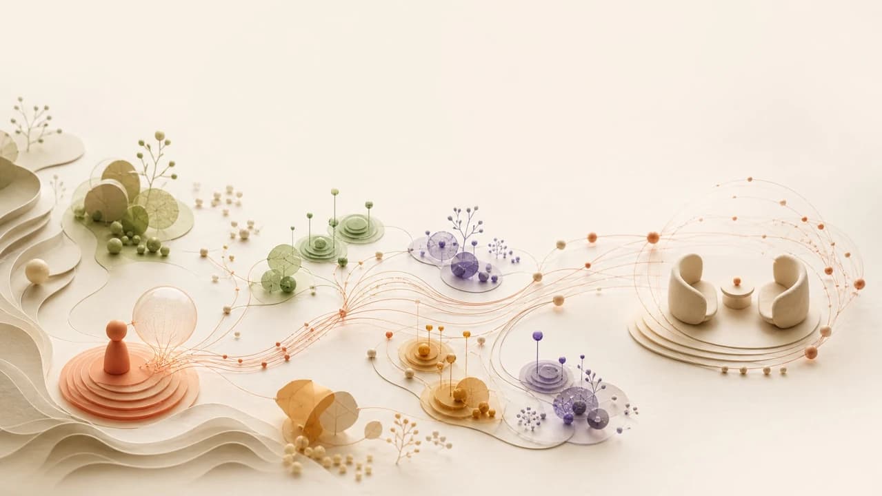 Univers visuel de GTM Garden : un réseau de marchés relié aux conversations commerciales