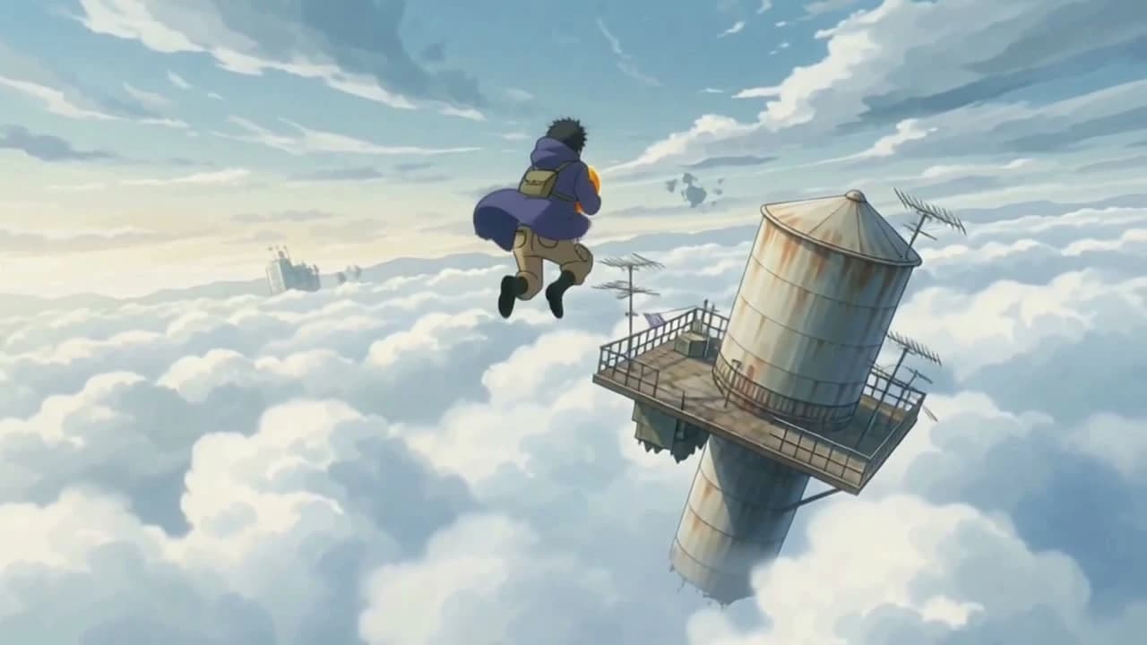Film Onde : un personnage animé saute au-dessus d’une mer de nuages